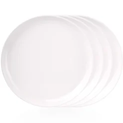 Marbella White Stacking Melamine Dinner Plate, Set of 4
