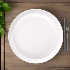 Marbella White Stacking Melamine Dinner Plate, Set of 4