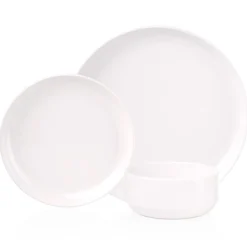 Marbella White Stacking Melamine Dinner Plate, Set of 4