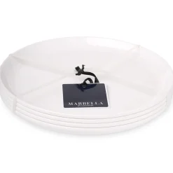 Marbella White Stacking Melamine Dinner Plate, Set of 4
