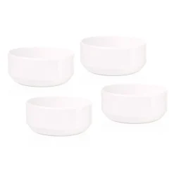 Marbella White Stacking Melamine Cereal Bowl, Set of 4