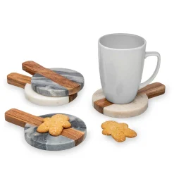 Marble & Wood Paddleboard Coaster Set