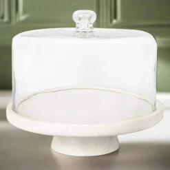 Marble Footed Cake Stand With Dome