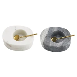 Marble Salt & Pepper Cellar with Spoons