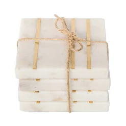 Marble Square Inlay Coaster Set