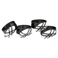 Midnight Pebble Napkin Ring Set