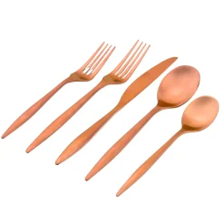 Milano Matte Copper 18/10 Stainless Steel 20 Piece Flatware Set, Service For 4