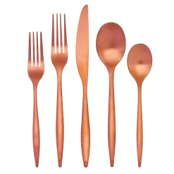 Milano Matte Copper 18/10 Stainless Steel 20 Piece Flatware Set, Service For 4