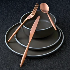 Milano Matte Copper 18/10 Stainless Steel 20 Piece Flatware Set, Service For 4