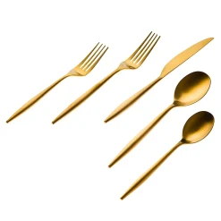 Milano Matte Gold 18/10 Stainless Steel 20 Piece Flatware Set, Service For 4