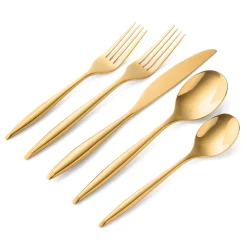 Milano Mirrored Gold 18/10 Stainless Steel 20 Piece Flatware Set, Service For 4