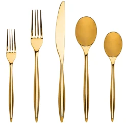 Milano Mirrored Gold 18/10 Stainless Steel 20 Piece Flatware Set, Service For 4