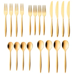 Milano Mirrored Gold 18/10 Stainless Steel 20 Piece Flatware Set, Service For 4