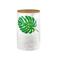 Monstera & Palm Leaf Large Storage Canister