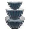 Navy Fluted 3 Piece Storage Bowl Set