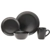 Noire Stoneware 16 Piece Dinnerware Set, Service For 4