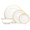 Nola Bone China Gold Rim 16 Piece Dinnerware Set, Service for 4