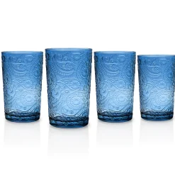 Paisley Blue Highball, Set of 4