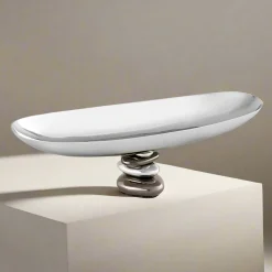 Pebble Gunmetal Oval Serving Bowl