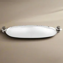 Pebble Gunmetal Oval Serving Tray