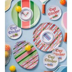 Pickle Ball Melamine Appetizer Plate, Set of 4