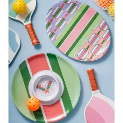 Pickle Ball Striped Melamine Chip-n-Dip