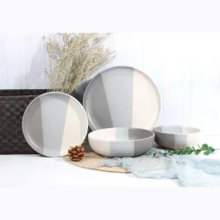 Piermont Grey 16 Piece Dinnerware Set, Service For 4