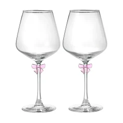 Pink Bow White Wine, Set of 2