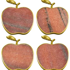Pink Marble Apple Coaster Set