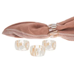 Pink Terrazo Glass Napkin Ring Set