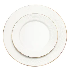Pique Gold Rim Porcelain 18 Piece Dinnerware Set, Service For 6