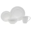 Pique Plain Porcelain 16 Piece Dinnerware Set, Service for 4