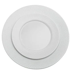 Pique Plain Porcelain 16 Piece Dinnerware Set, Service for 4