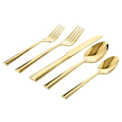 Plait Mirror Gold 18/0 Stainless Steel 20 Piece Flatware Set, Service For 4