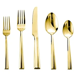Plait Mirror Gold 18/0 Stainless Steel 20 Piece Flatware Set, Service For 4