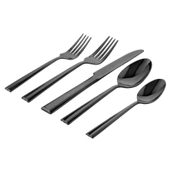 Plait Mirrored Black 18/0 Stainless Steel 20 Piece Flatware Set, Service For 4