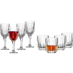 Pleat 8 Piece Goblet & Double Old Fashion Set