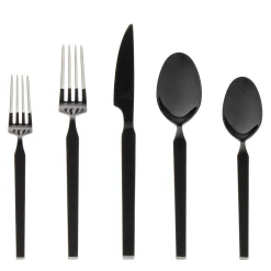 Podium Mirrored Black 18/10 Stainless Steel 20 Piece Flatware Set, Service For 4