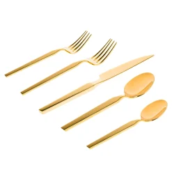 Podium Mirrored Gold 18/10 Stainless Steel 20 Piece Flatware Set, Service For 4