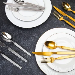 Podium Mirrored Gold 18/10 Stainless Steel 20 Piece Flatware Set, Service For 4