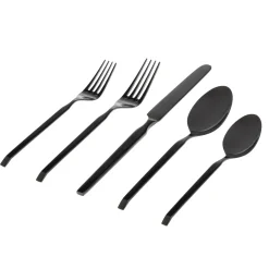 Ramp Mirrored Black 18/0 Stainless Steel 20 Piece Flatware Set, Service For 4