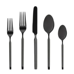 Ramp Mirrored Black 18/0 Stainless Steel 20 Piece Flatware Set, Service For 4