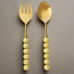 Rathlin Butter Yellow Salad Server Set