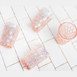 Rex Pink Iridescent Highball Set of 8