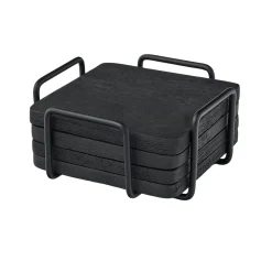Ridgewood Black Coaster Set with Stand