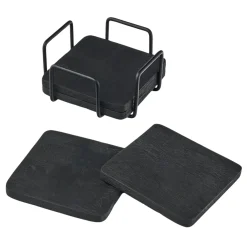 Ridgewood Black Coaster Set with Stand