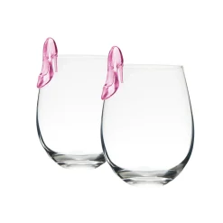 Runway High Heel Pink Stemless Wine, Set of 2