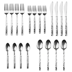 Rustic Mirrored 18/10 Stainless Steel 20 Piece Flatware Set, Service For 4