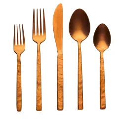 Rustic Mirrored Copper 18/10 Stainless Steel 20 Piece Flatware Set, Service For 4
