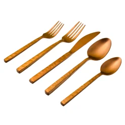 Rustic Mirrored Copper 18/10 Stainless Steel 20 Piece Flatware Set, Service For 4